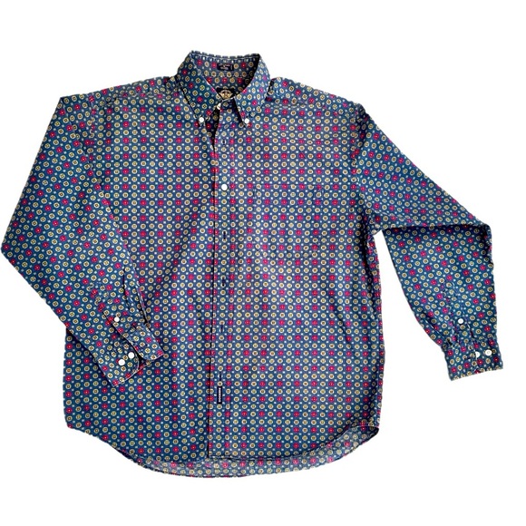 DOCKERS ~ Men's Multicolor Blues and Reds Long Sleeve Patterned Shirt size M - Picture 1 of 6